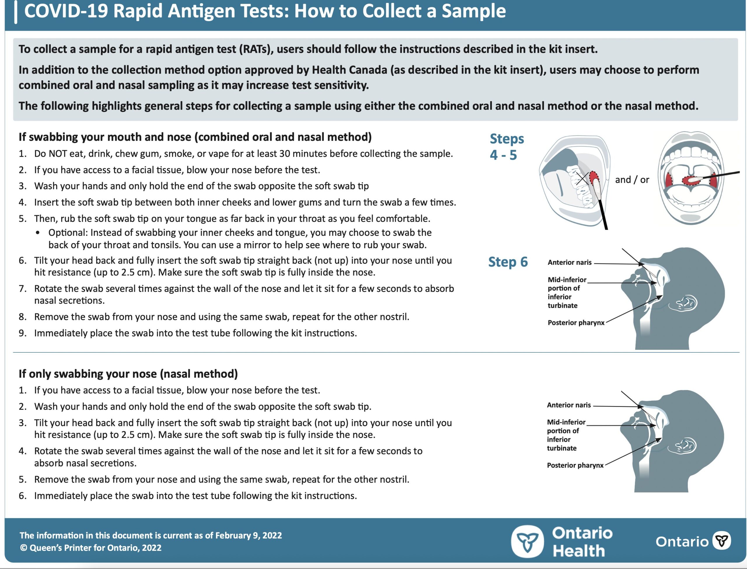 Image that describes how to perform a RAT covid test. 